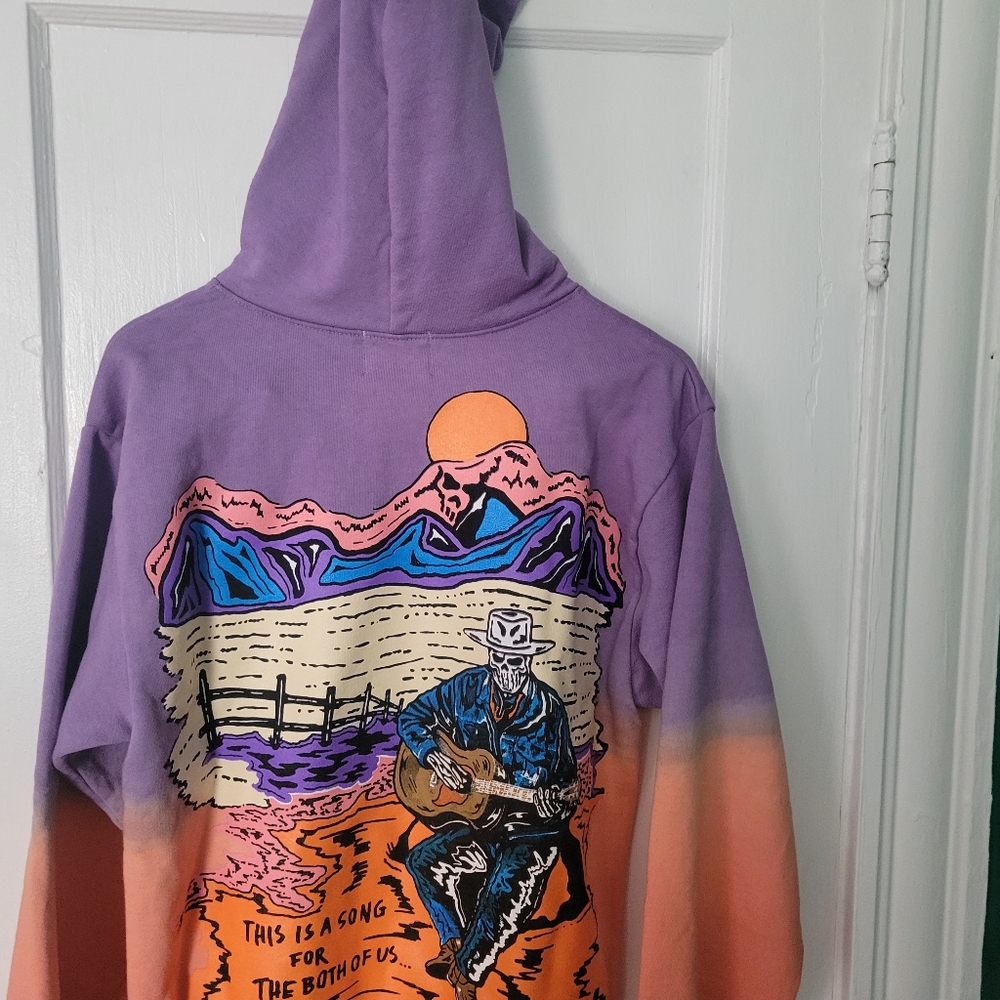 Warren lotas Hoodie Sweater Graphic Skeleton Music Guitar Death Multicolor sz S